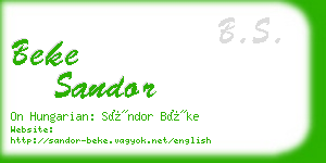 beke sandor business card